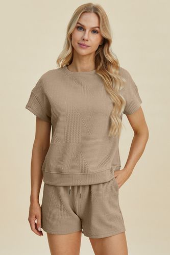 Double Take Full Size Texture Short Sleeve Top and Shorts Set - Trendsi - Modalova