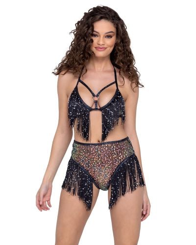 Sequin Fishnet Triangle Tie Top - Roma Costume - Modalova