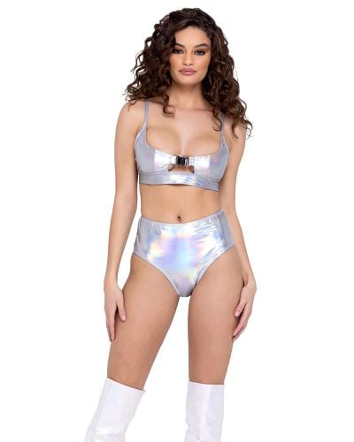 Hologram Crop Top with Buckle Closer - Roma Costume - Modalova