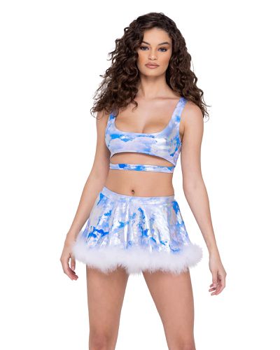 Cloud Print Crop Top with Strap - Roma Costume - Modalova