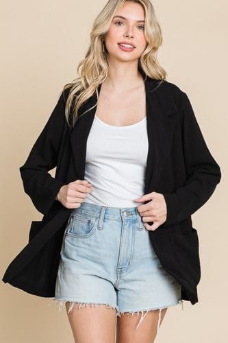 Culture Code One Button Long Sleeve Blazer with Pockets - Trendsi - Modalova