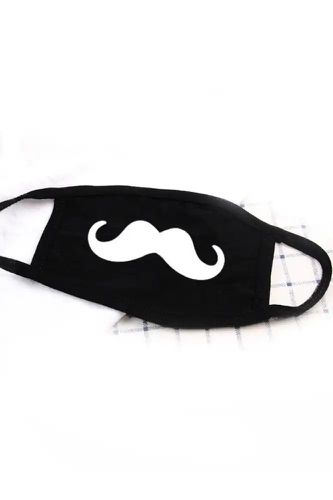 Black Mustache Print Washable Face Mask - Kandy Kouture - Modalova