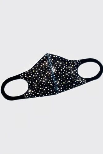 Black Diamond Rhinestone Face Mask - Kandy Kouture - Modalova