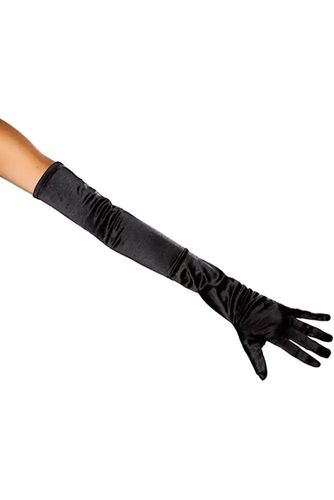 Black Extra Long Satin Gloves - Kandy Kouture - Modalova