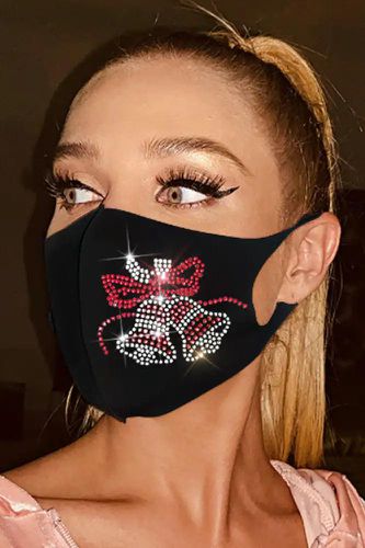 Black Rhinestone Jingle Bell Mask - Kandy Kouture - Modalova