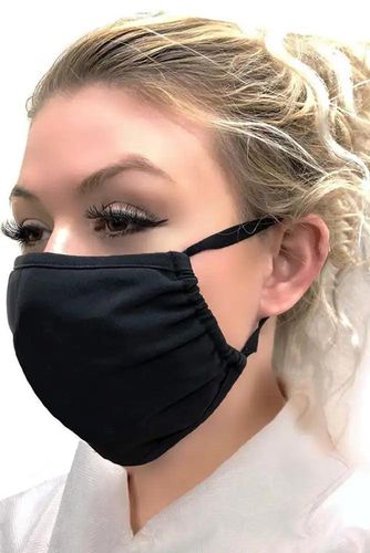 Black Stretchy Reusable Mouth Face Mask - Kandy Kouture - Modalova