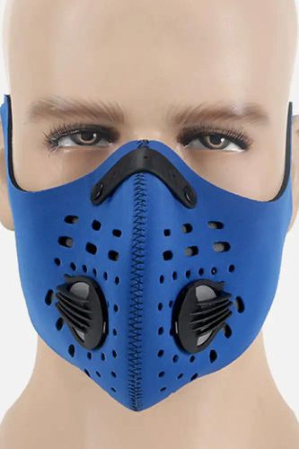 Blue Double Respirator Filter Reusable Face Mask - Kandy Kouture - Modalova