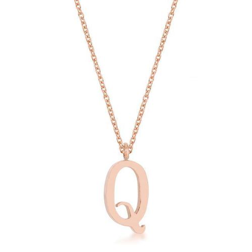 Elaina Rose Gold Stainless Steel Q Initial Necklace - AMIClubwear - Modalova