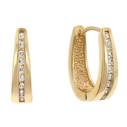 Elegant Goldtone Finish Cubic Zirconia Hoop Earrings - AMIClubwear - Modalova