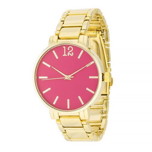 Gold Metal Watch - Pink - AMIClubwear - Modalova