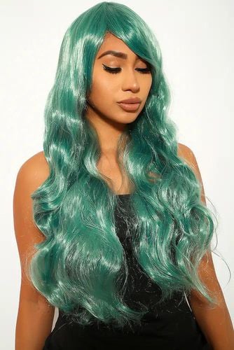 Green Wavy Bangs Long Costume Wig - Kandy Kouture - Modalova