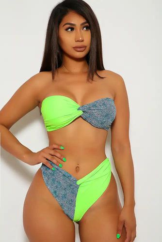 Lime Blue Dolly Knot High-Waist Bikini - Kandy Kouture - Modalova