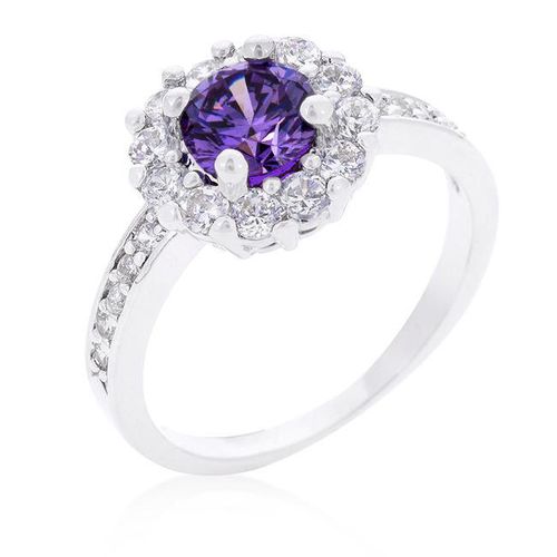 Purple Halo Engagement Ring - AMIClubwear - Modalova