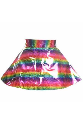 Rainbow Glitter PVC Skater Skirt - Daisy Corsets - Modalova