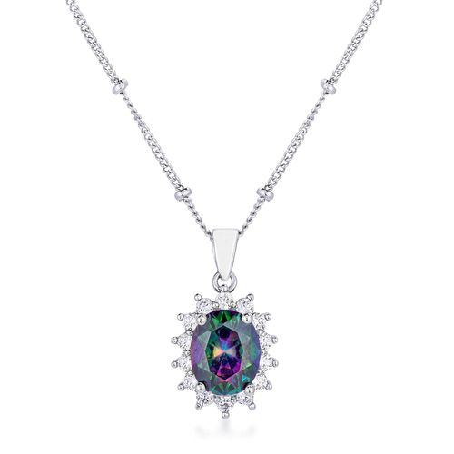 Rhodium Plated Mystic Petite Royal Oval Pendant - AMIClubwear - Modalova