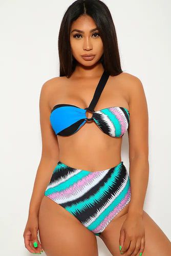 Sexy Black One Shoulder Strap Two Piece Swimsuit - Kandy Kouture - Modalova