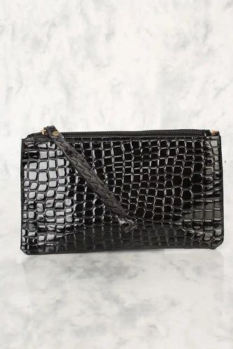 Sexy Black Patent Snake Print Wristlet Purse - Kandy Kouture - Modalova