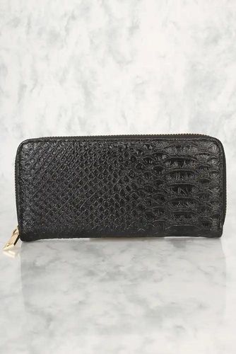 Sexy Black Reptile Print Faux Leather Wallet - Kandy Kouture - Modalova