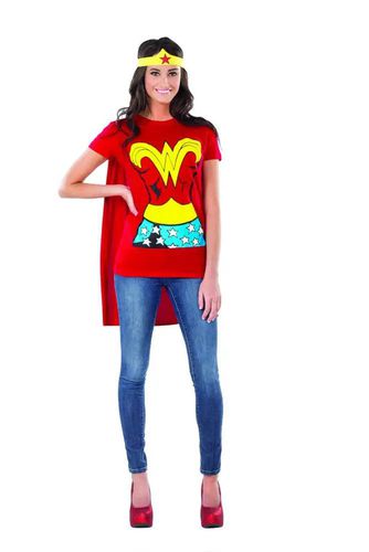 Sexy Red Yellow Adult Wonder Woman T-Shirt Costume - AMI Clubwear - Modalova