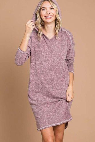 Culture Code Full Size Hooded Long Sleeve Sweater Dress - Trendsi - Modalova