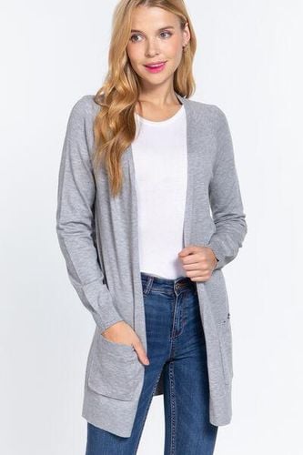 ACTIVE BASIC Open Front Long Sleeve Cardigan - Trendsi - Modalova