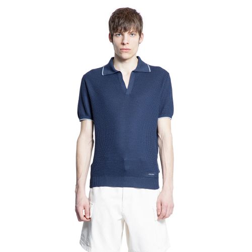 Silk Cotton Knit Polo Shirt - PRADA - Modalova