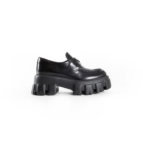 Brushed Leather Monolith Loafers - PRADA - Modalova