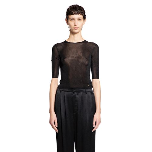 Short Sleeve Top In Viscose Sheer - SAINT LAURENT - Modalova