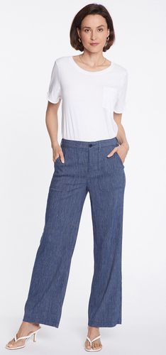 High Waisted Wide Leg Ankle Trouser Gestreifter Stretch-Leinen | - Nydj - Modalova