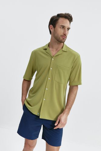 Camisa bowling hombre manga corta verde manzana - Sepiia - Modalova
