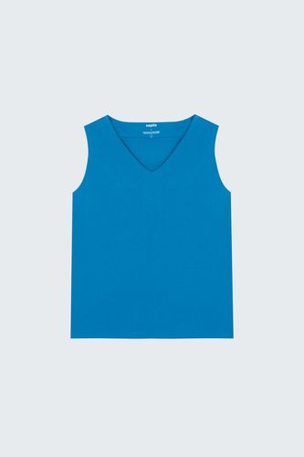 Camiseta sin mangas mujer escote pico azul egipcio - Sepiia - Modalova