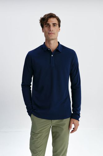 Polo hombre manga larga azul zafiro - Sepiia - Modalova