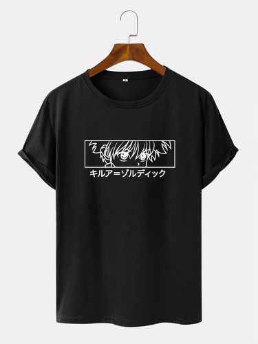 Mens Anime Figure Japanese Print Crew Neck Short Sleeve T-Shirts - Mensclo - Modalova