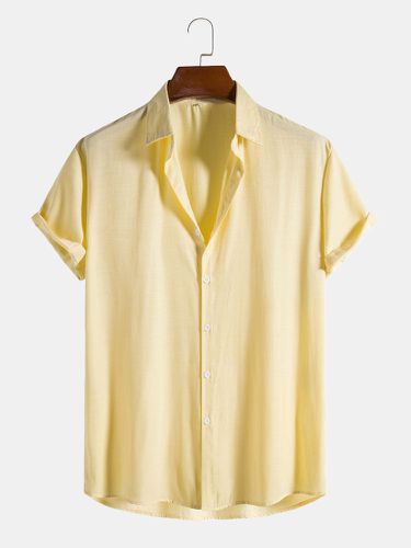 Mens Solid Color Button Up Daily Short Sleeve Shirts - Mensclo - Modalova