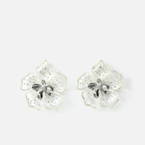 Genasia pendientes flor transparente grandes con detalles brillantes - Misako - Modalova