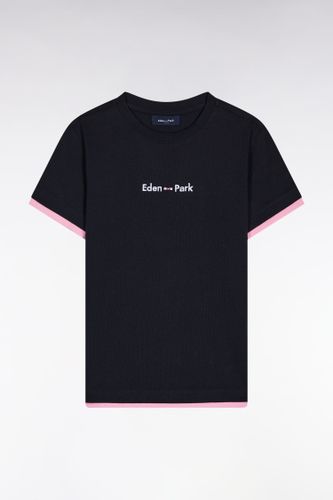 T-shirt En Coton Marine À Manches Courtes Broderie - Eden Park - Modalova