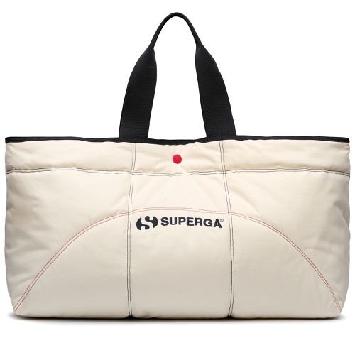 Maxi Padded Waxed Canvas Tote Bag Colorblock - Borse - Tote bag - Bianco - Unisex - L - Superga - Modalova