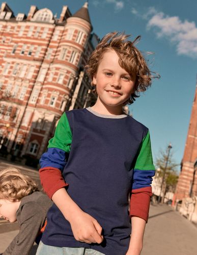T-shirt manches longues à motif pêle-mêle-Bleu marine universitaire - Boden - Modalova
