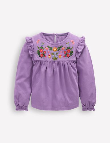 Top en jersey avec empiècement brodé-Broderie violet aster - Boden - Modalova