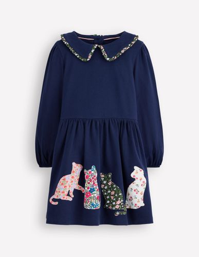 Robe en jersey à joli appliqué-Chat bleu marine universitaire - Boden - Modalova