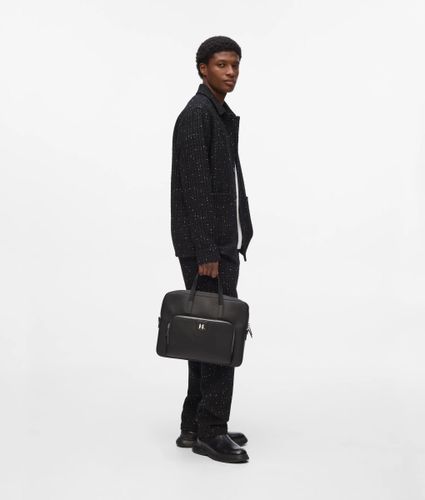 K/monogram Leather Briefcase, Man, , Size: One Size - Karl Lagerfeld - Modalova