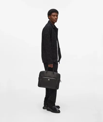 K/monogram Leather Briefcase, Man, , Size: One Size - Karl Lagerfeld - Modalova