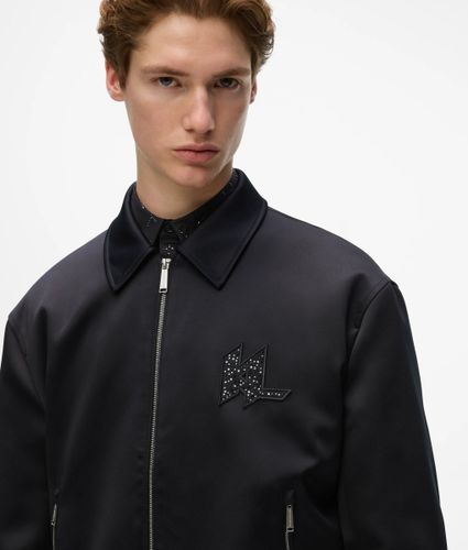 Monogram Satin Bomber Jacket, Man, , Size: Xs - Karl Lagerfeld - Modalova