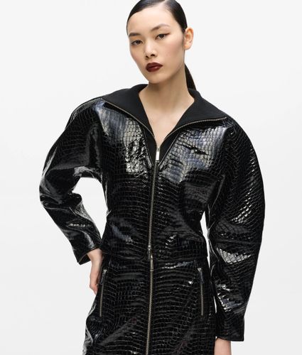 Kl Studio Croco Leather Jacket, Woman, , Size: 38 - Karl Lagerfeld - Modalova