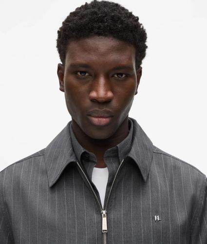 Pinstripe Wool‑blend Jacket, Man, Grey, Size: S - Karl Lagerfeld - Modalova