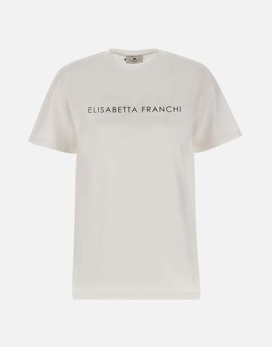 Städtisches weißes Baumwoll-T-Shirt - Elisabetta Franchi - Modalova