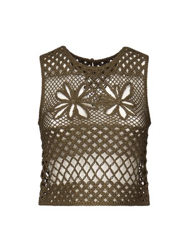 Ärmelloses Häkelnetz-Top in Armeegrün - Pinko - Modalova