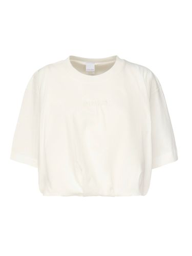 Weißes, kurz geschnittenes T-Shirt mit gesticktem Logo - Pinko - Modalova