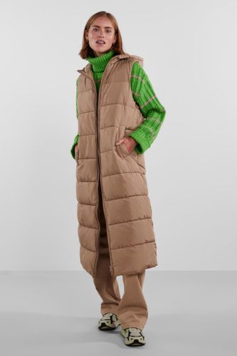 Elinora Lang Puffet Weste Silver Mink - Size L - Damen Weste - PIECES - Modalova