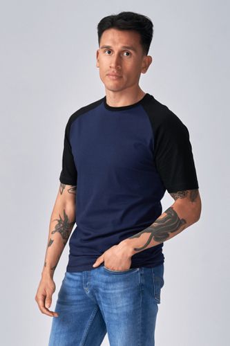 Basic Raglan T-Shirt-Schwarz-Navy - TeeShoppen - Modalova